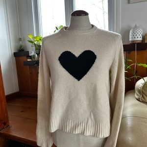 Zadig & Voltaire cashmere Cream Sweater with Black Heart
